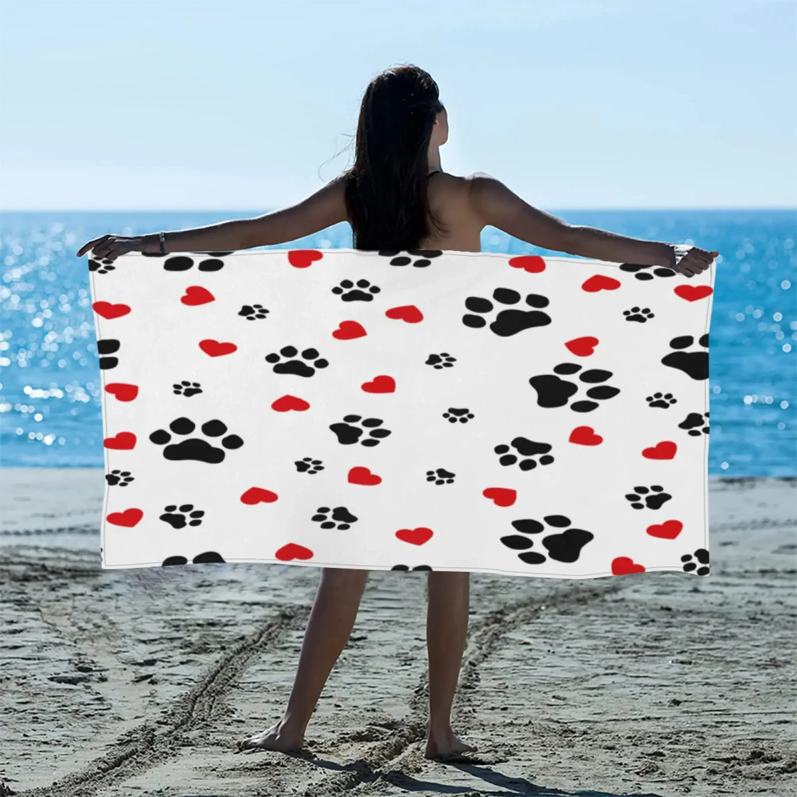 Cat Dog Paw Pattern Print Beac – обзор и цена Home Textiles Face Towel