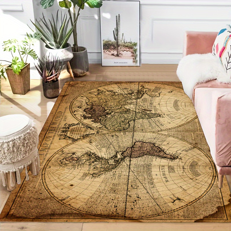 Vintage Map Design Non-Slip Fl – обзор и цена Home Textiles Designer